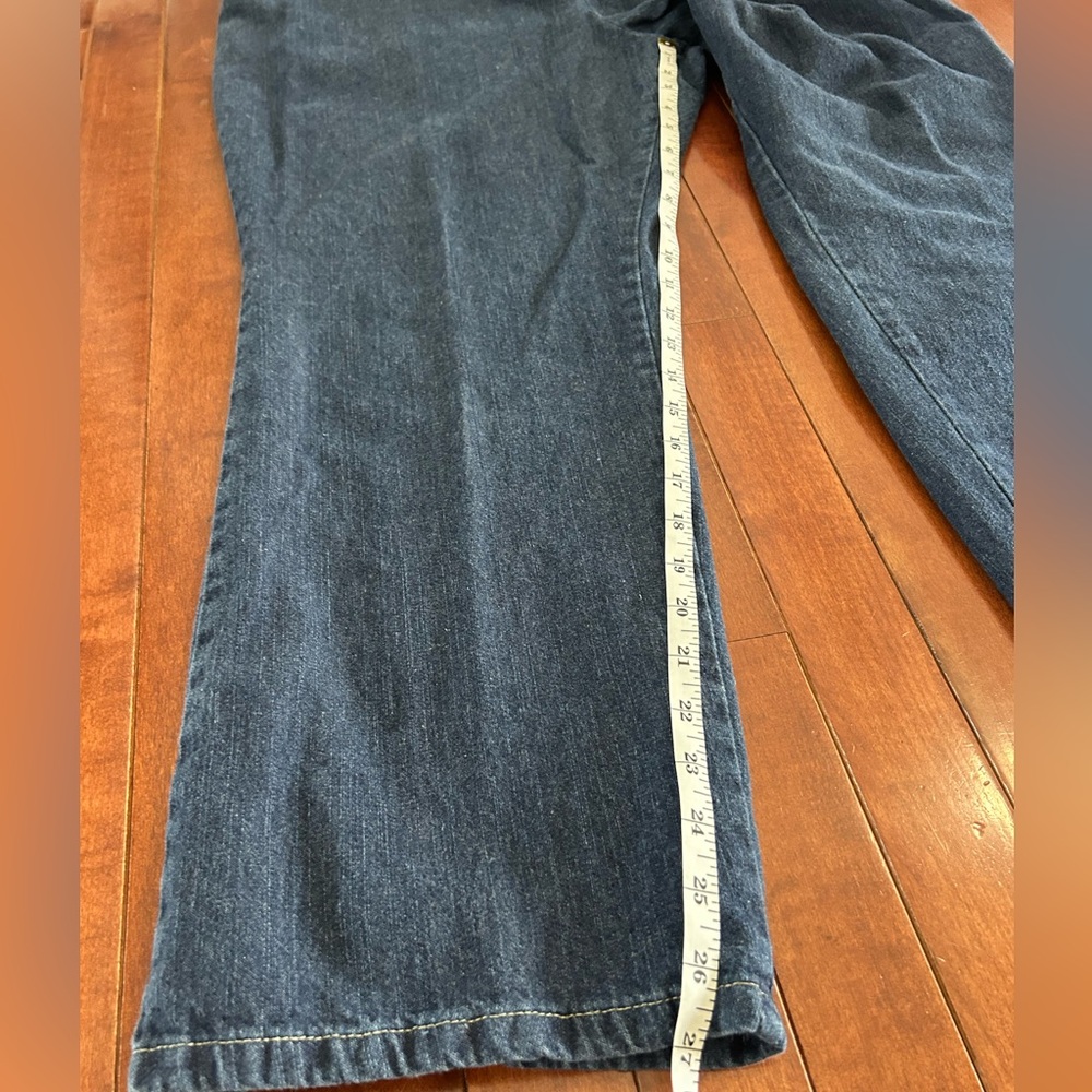 Chic Dark Wash Elastic Waist Denim Pull On Pants Size 18 Petite - Picture 7 of 8